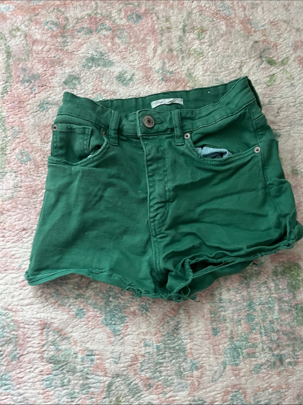 STS Blue Women's High-Waist Green Denim Shorts